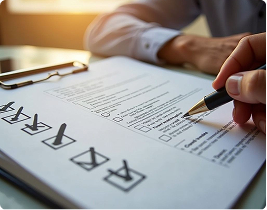 A professional completing an assessment